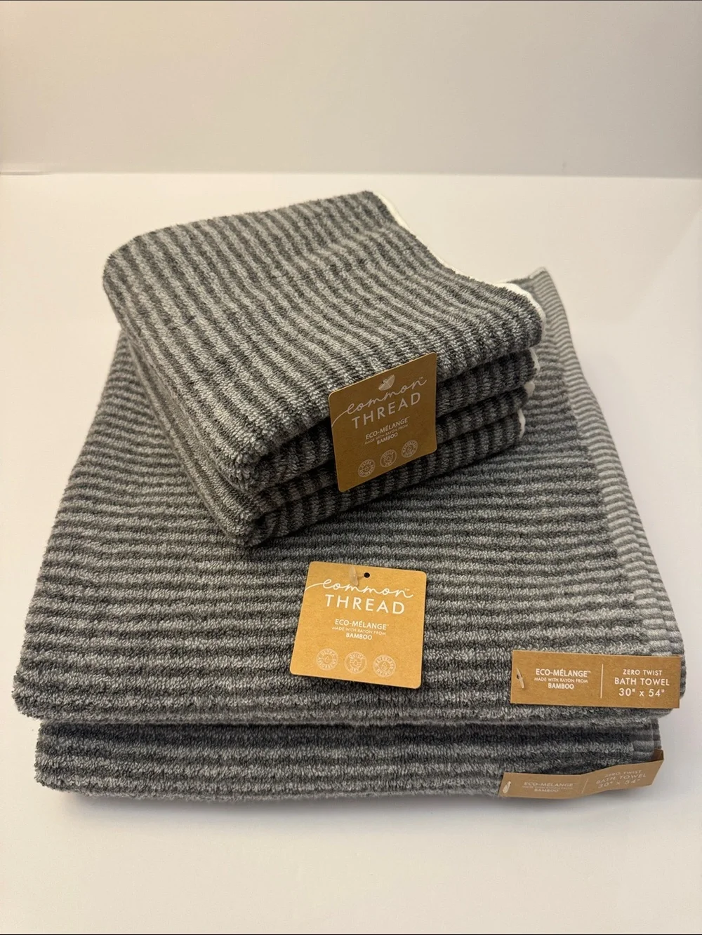 4pc COMMON THREAD Eco-Melange Bamboo Zero Twist Bath Towel Set